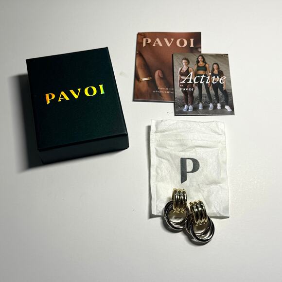 PAVOI 14K Gold Plated Chunky Door Knocker Earrings Women Dangle Drop Statement - Picture 3 of 4